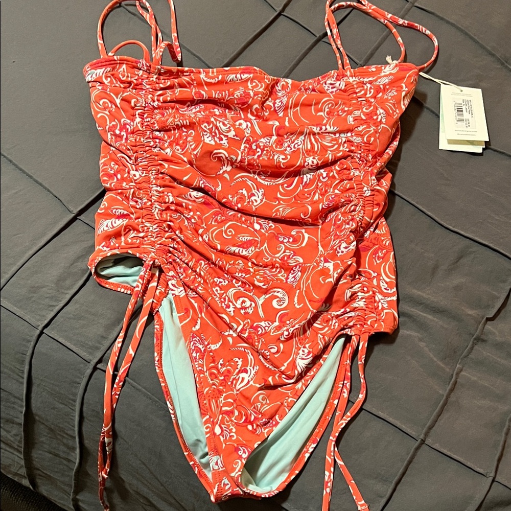Carve Designs Orange and White women’s one piece swimsuit